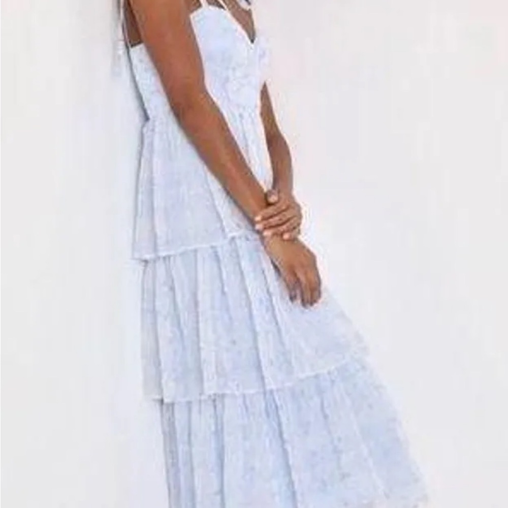 Lulu's Soft Blue Tiered Maxi Dress